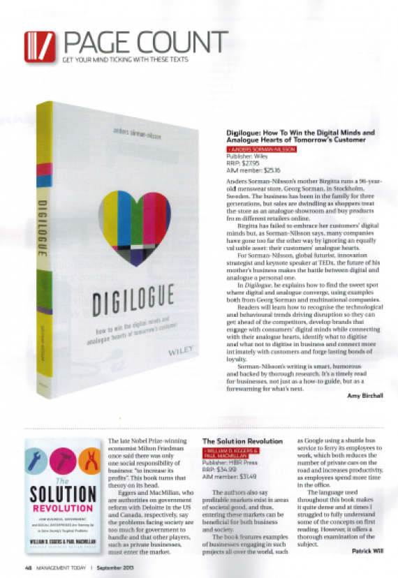 Management Today features futurist Anders Sorman-Nilsson's book #Digilogue